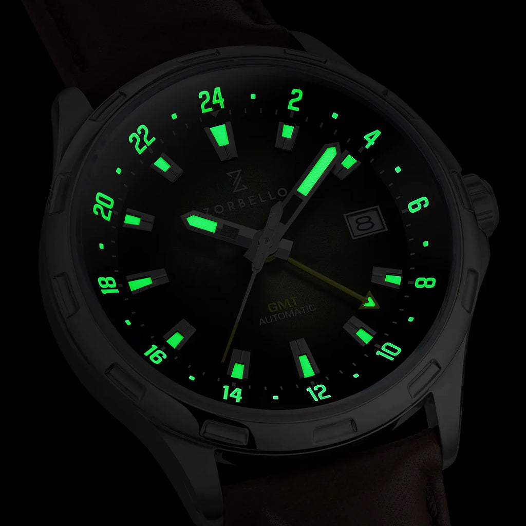 Zorbello Mechanical Watch G1 GMT Green LumiNova®