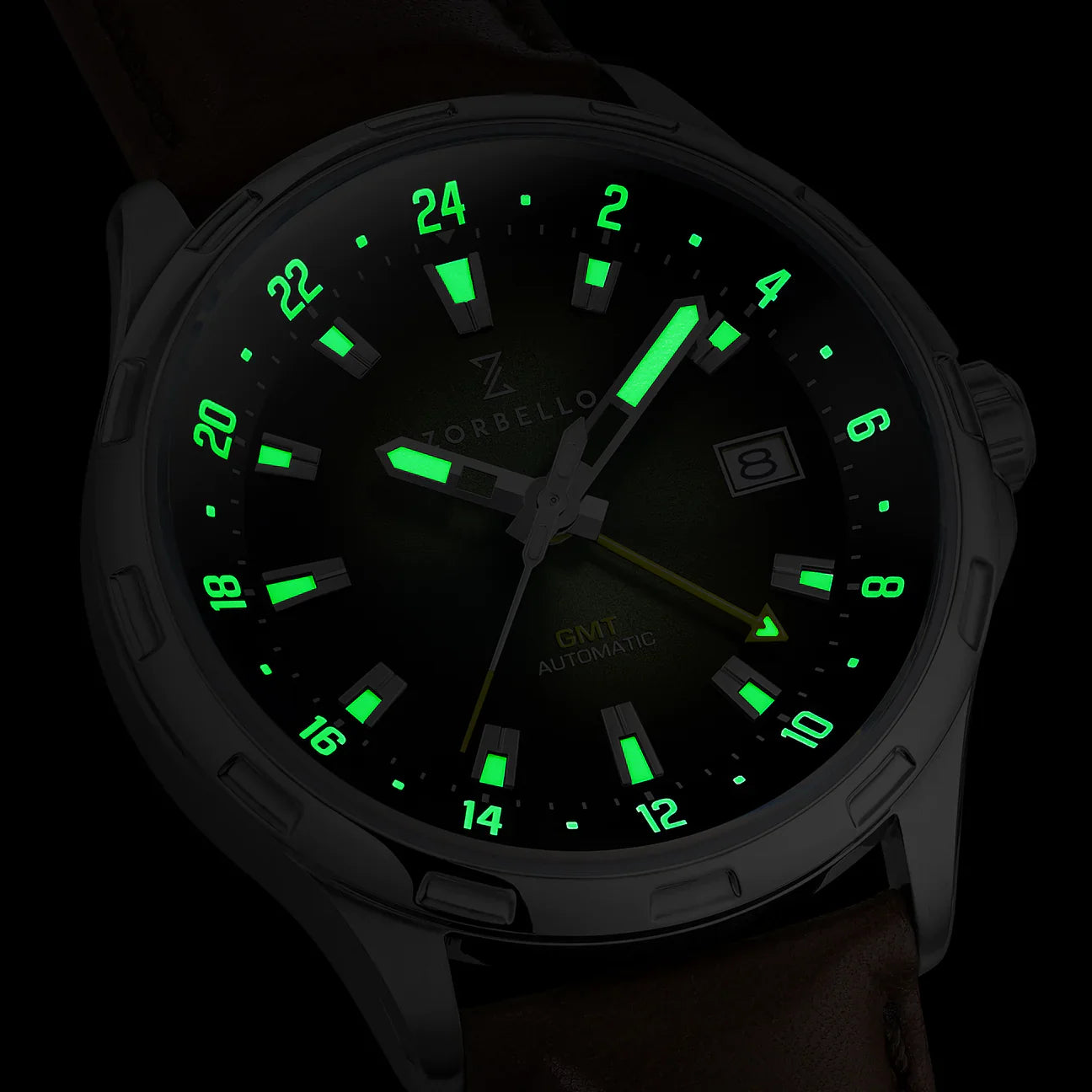 Zorbello Mechanical Watch G1 GMT Green LumiNova®