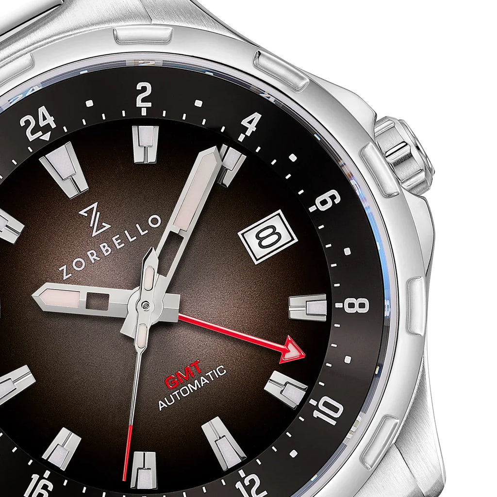 Zorbello Mechanical Watch G1 GMT Brown SS LumiNova®