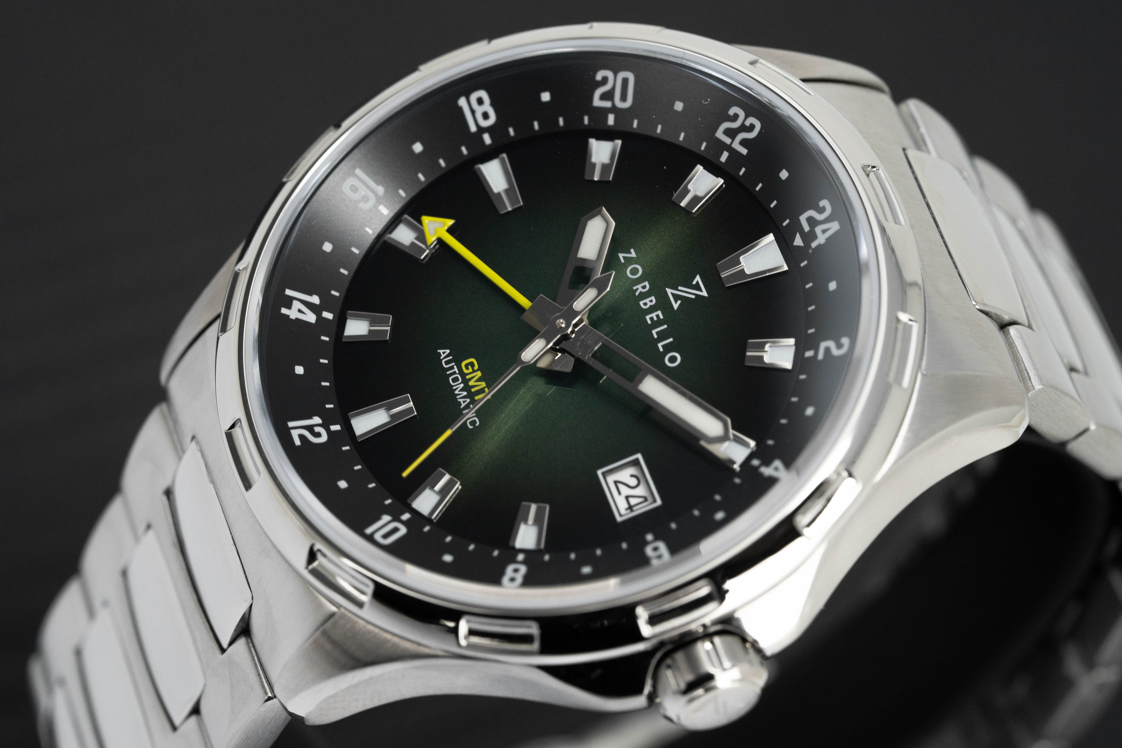 Zorbello Mechanical Watch G1 GMT Green SS LumiNova®