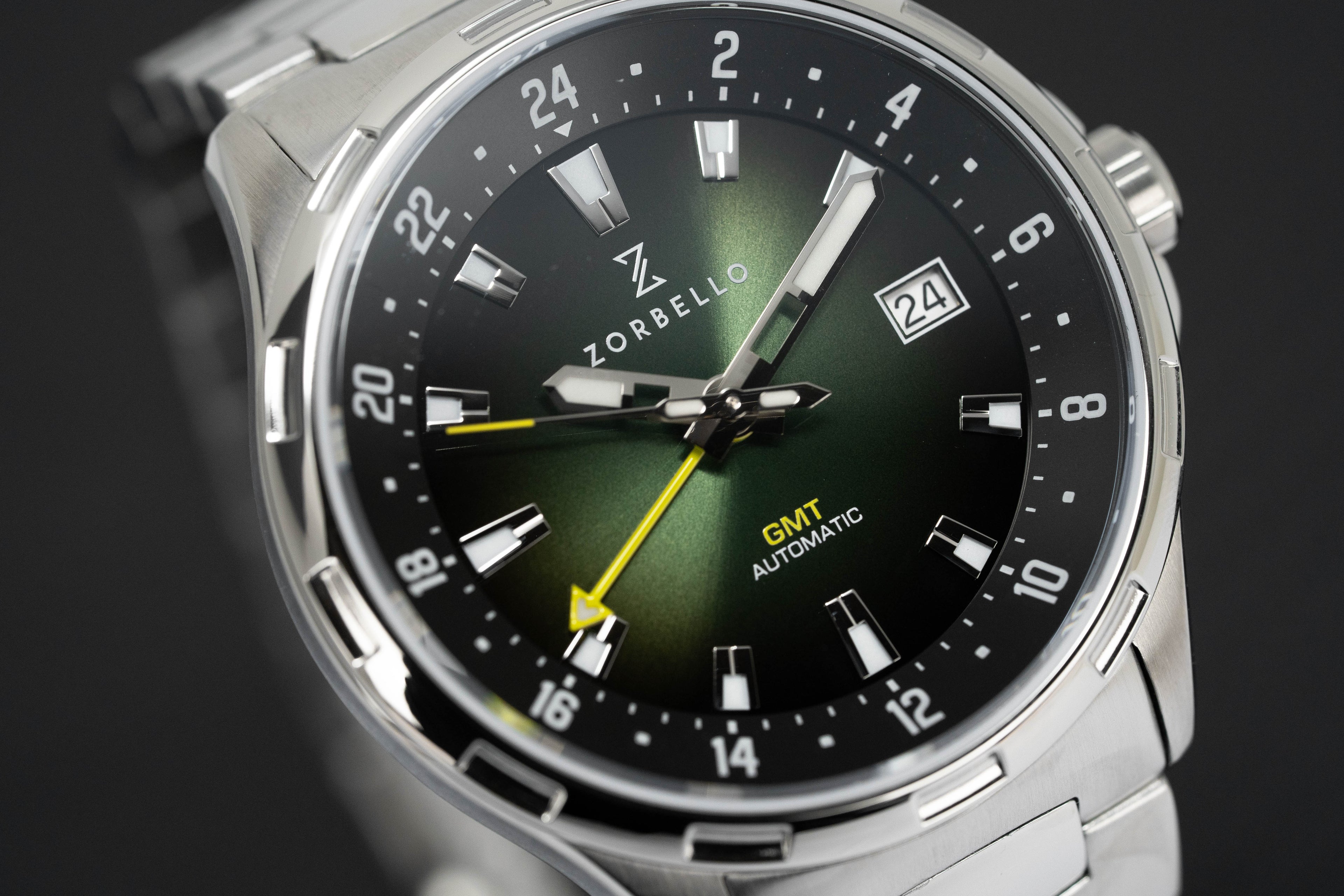 Zorbello Mechanical Watch G1 GMT Green SS LumiNova®