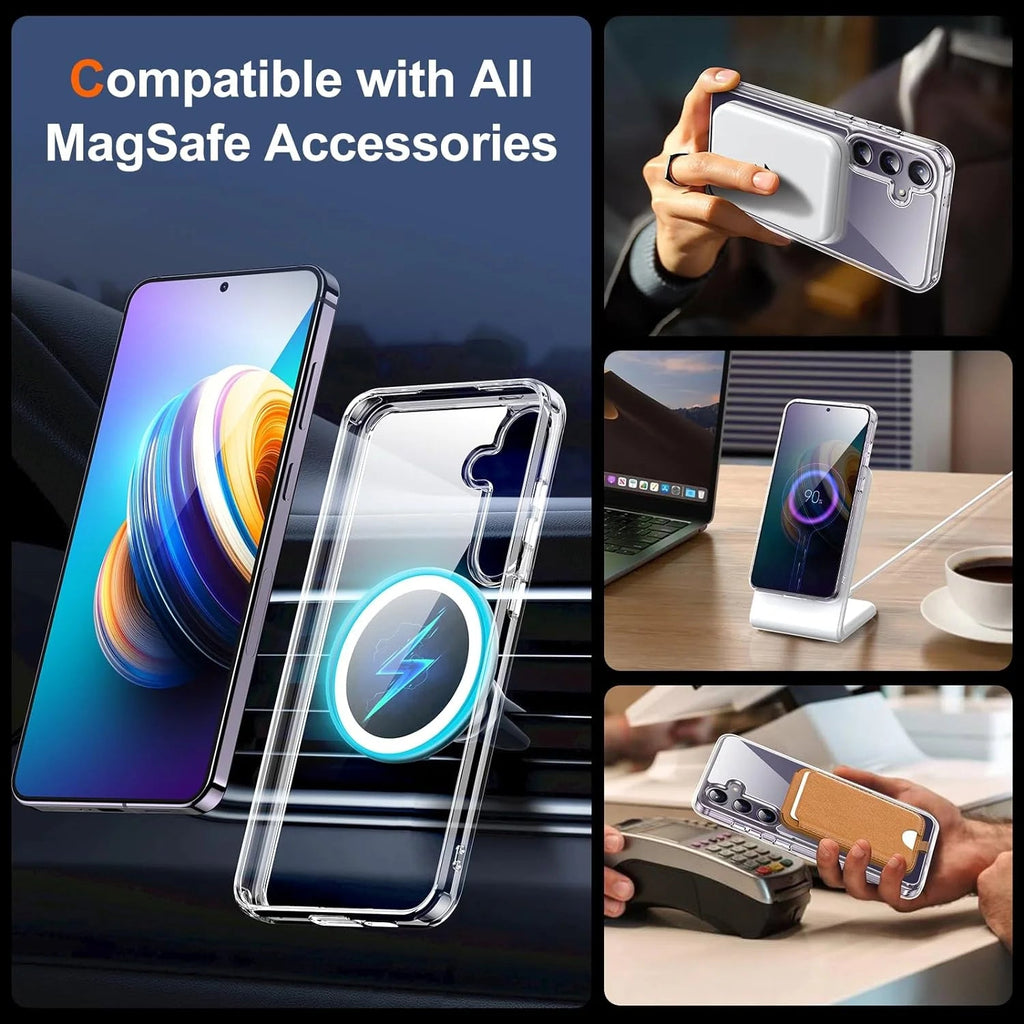 Entronix [Magnetic] Case Compatible with Galaxy S25 Plus - [Hard Back] Slim Clear