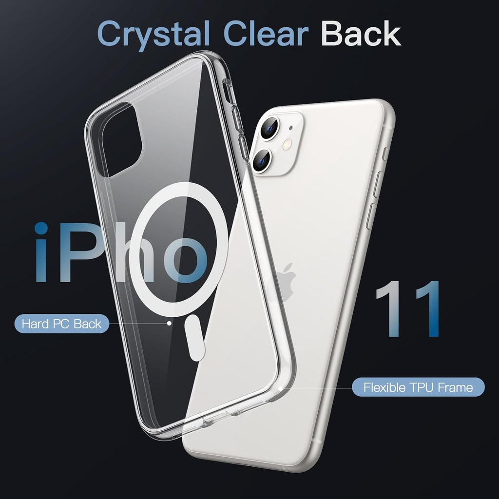 Entronix [Magnetic] Case Compatible with iPhone 11 - [Hard Back] Thick Clear