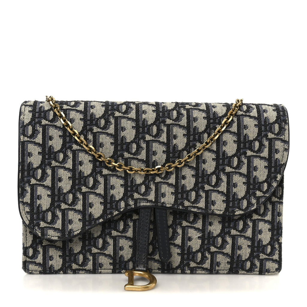 Oblique Saddle Chain Pouch Blue