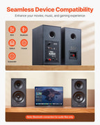 Active Powered Bookshelf Studio Monitor Speakers 25W x2 Bluetooth Coaxial Stereo