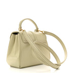 Satinated Calfskin Mini 16 Top Handle Bag Almond Green