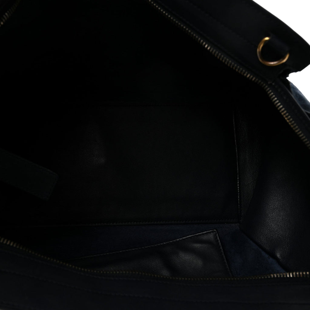 Calfskin Suede Small Monogram Downtown Cabas Navy Blue