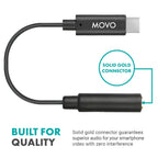 Movo F 3.5mm TRRS Mic to USB-C Connector Dongle