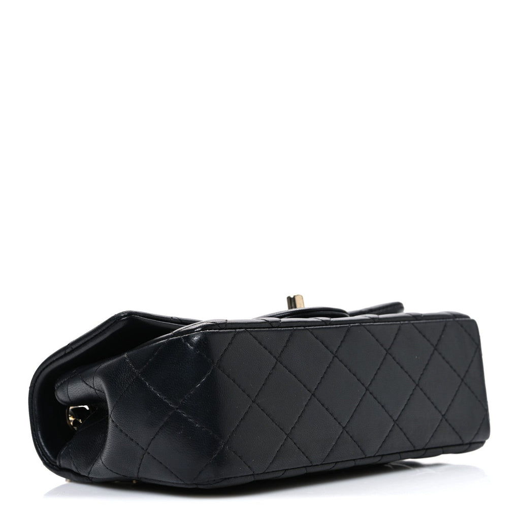 Lambskin Quilted Mini Rectangular Flap Black