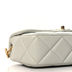 Lambskin Enamel Pearl Quilted Mini Charm Me Square Flap Light Blue
