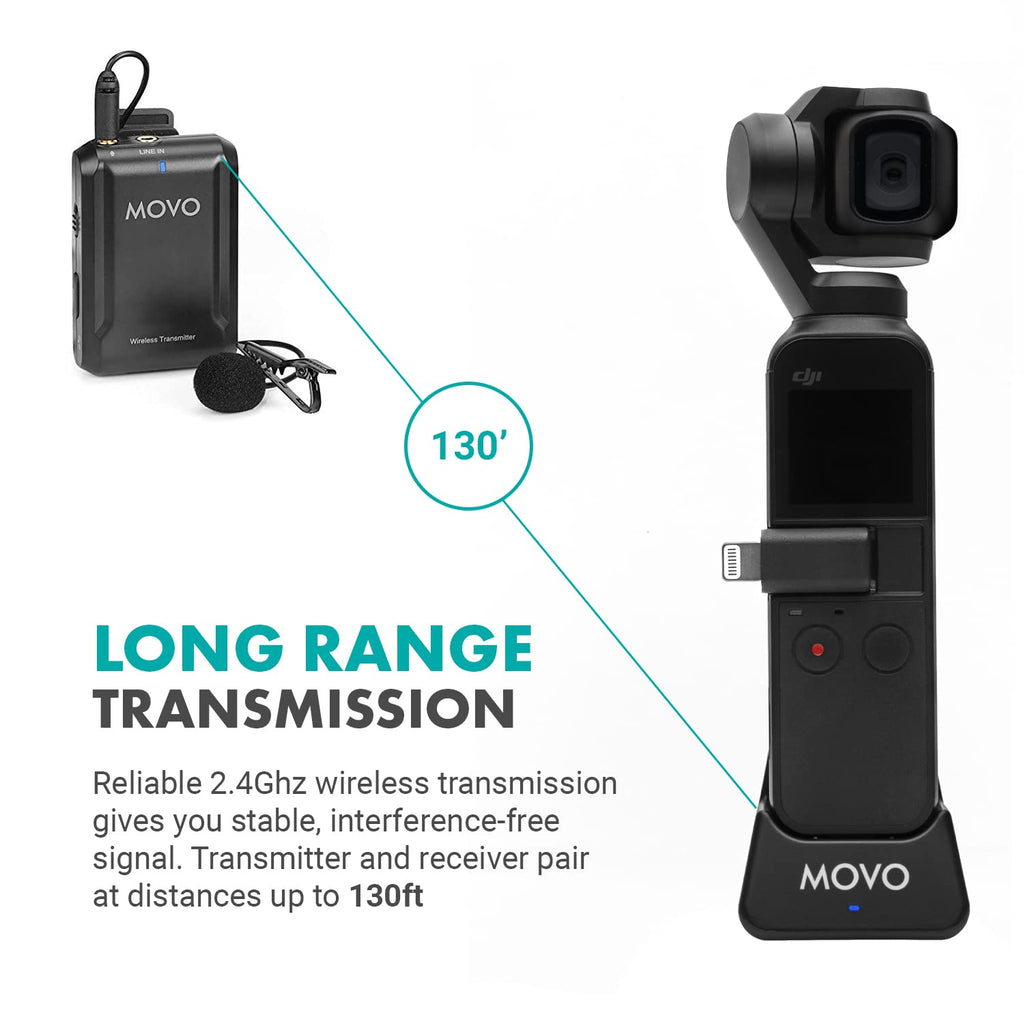 Movo Edge-OP-Duo Dual Wireless Lavalier Microphone for Osmo Pocket 1 and 2
