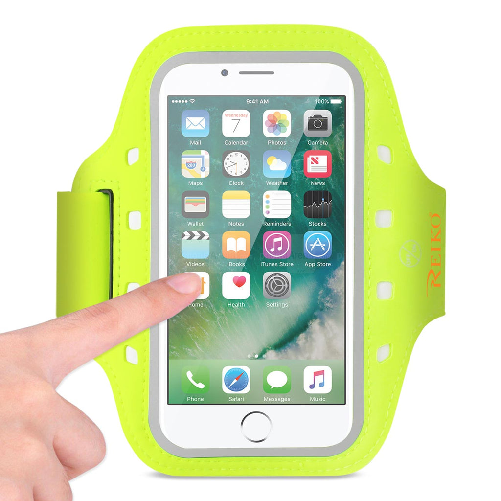 Reiko Running Sports Armband For Iphone 7/ 6/ 6S Or 5 Inches Device With Led In Green (5X5 Inches)