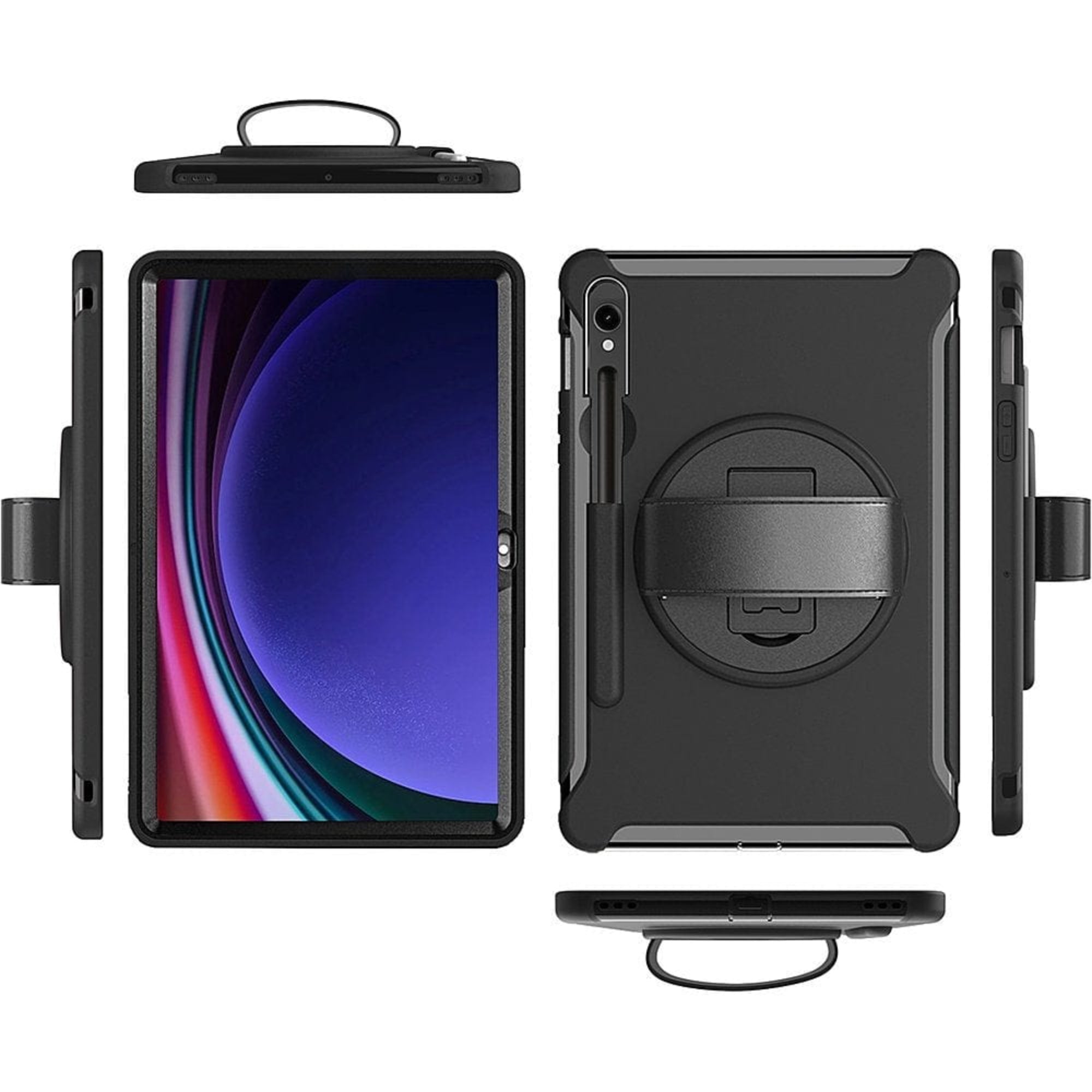 SAHARA - Raider Series Hand Strap Case for Samsung Galaxy Tab S10 FE, Tab S8, Tab S9, and Tab S9 FE - Black