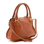 Calfskin Braided Medium Marcie Double Carry Tan