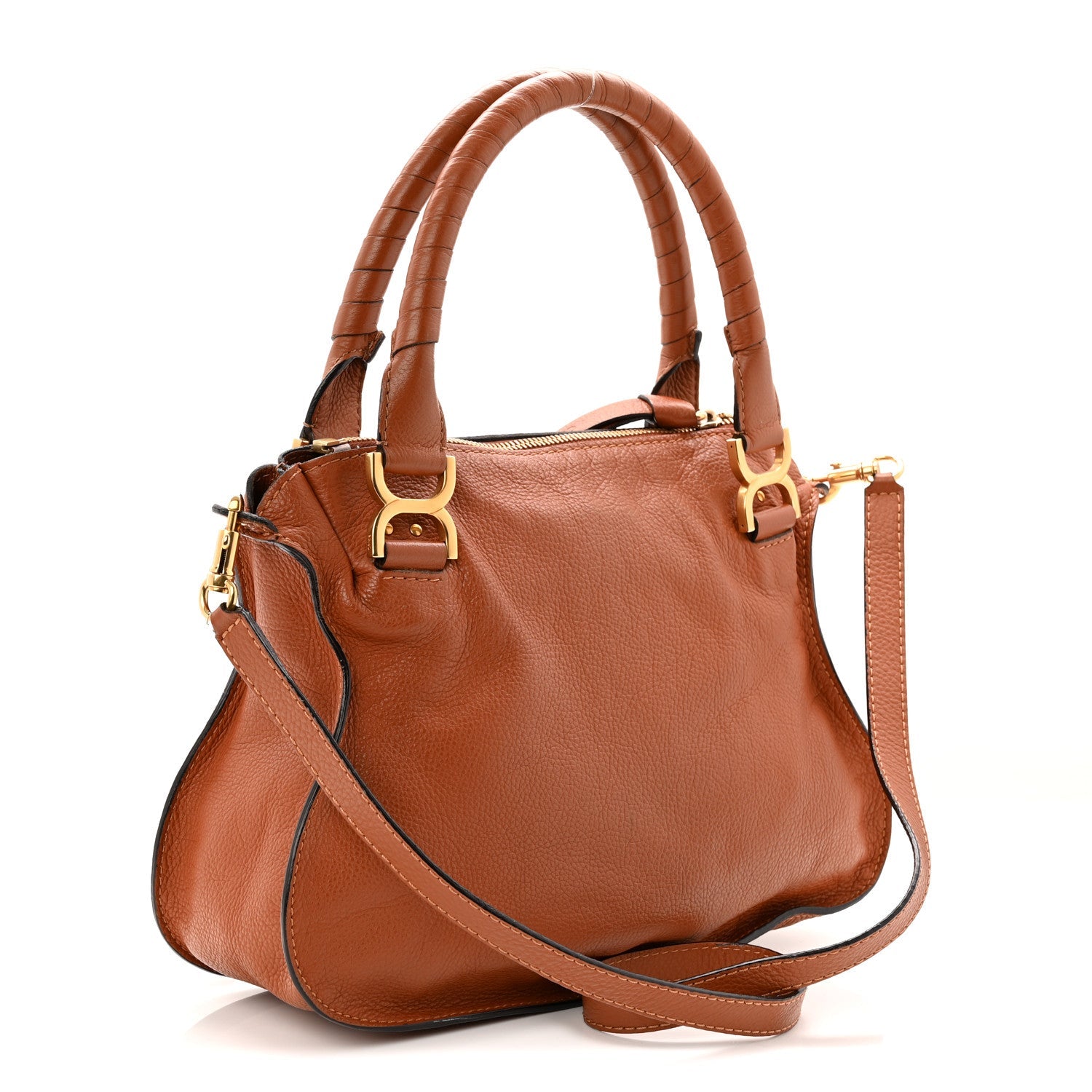 Calfskin Braided Medium Marcie Double Carry Tan