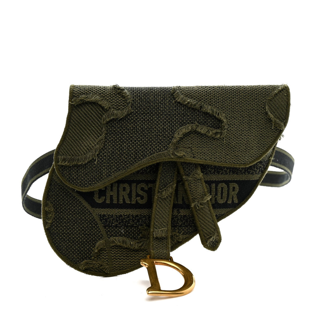 Canvas Embroidered Camouflage Saddle Belt Bag Green
