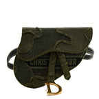 Canvas Embroidered Camouflage Saddle Belt Bag Green