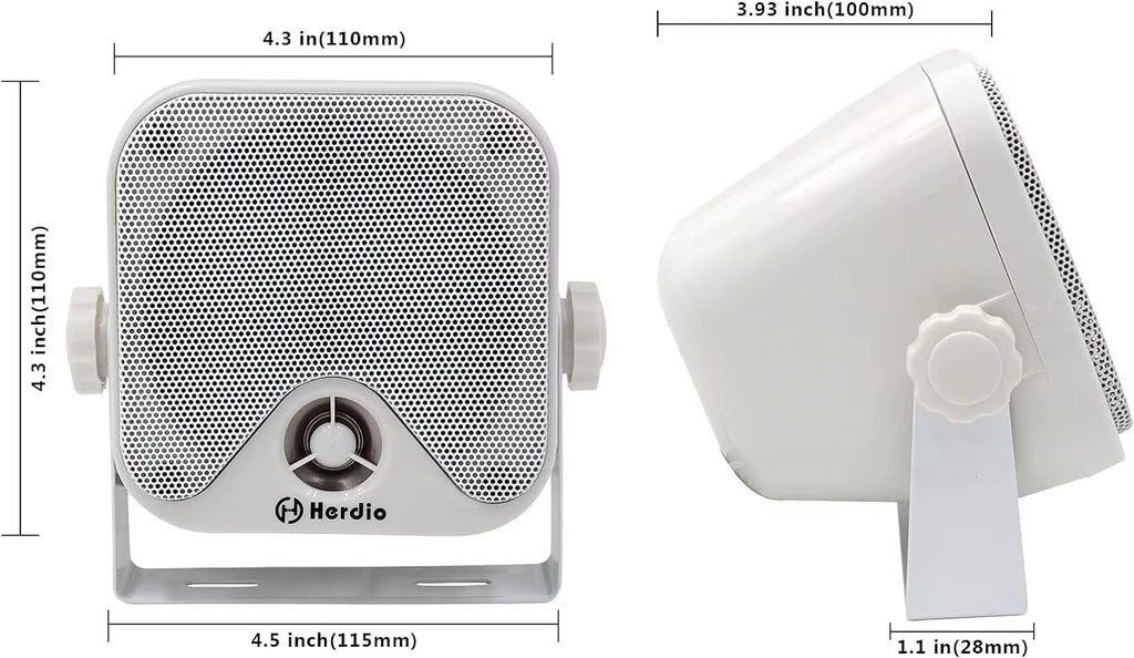 4-Inch 100W Heavy-Duty Waterproof Marine Bluetooth Speakers for Surface Mounting on Campers, Skid Steers, ATVs, UTVs, RZRs, and Golf Carts