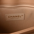 Calfskin Quilted Enchained Clutch Beige