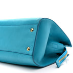 Hammered Calfskin Double Handle Small Amy Tote Turquoise