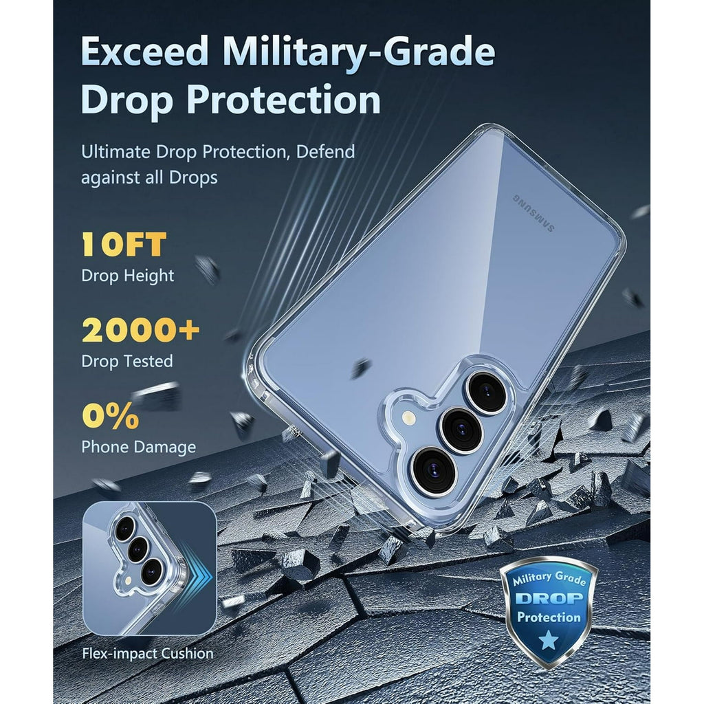 Entronix Case Compatible with Galaxy S25 FE - [Hard Back] Clear Cover