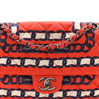 Silk Chain Printed Medium Single Flap Red