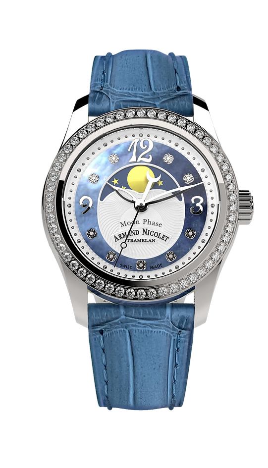Armand Nicolet Ladies Watch M03 Moonphase 34mm Silver Blue