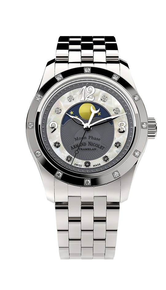 Armand Nicolet Ladies Watch M03 Moonphase 34mm Silver Grey