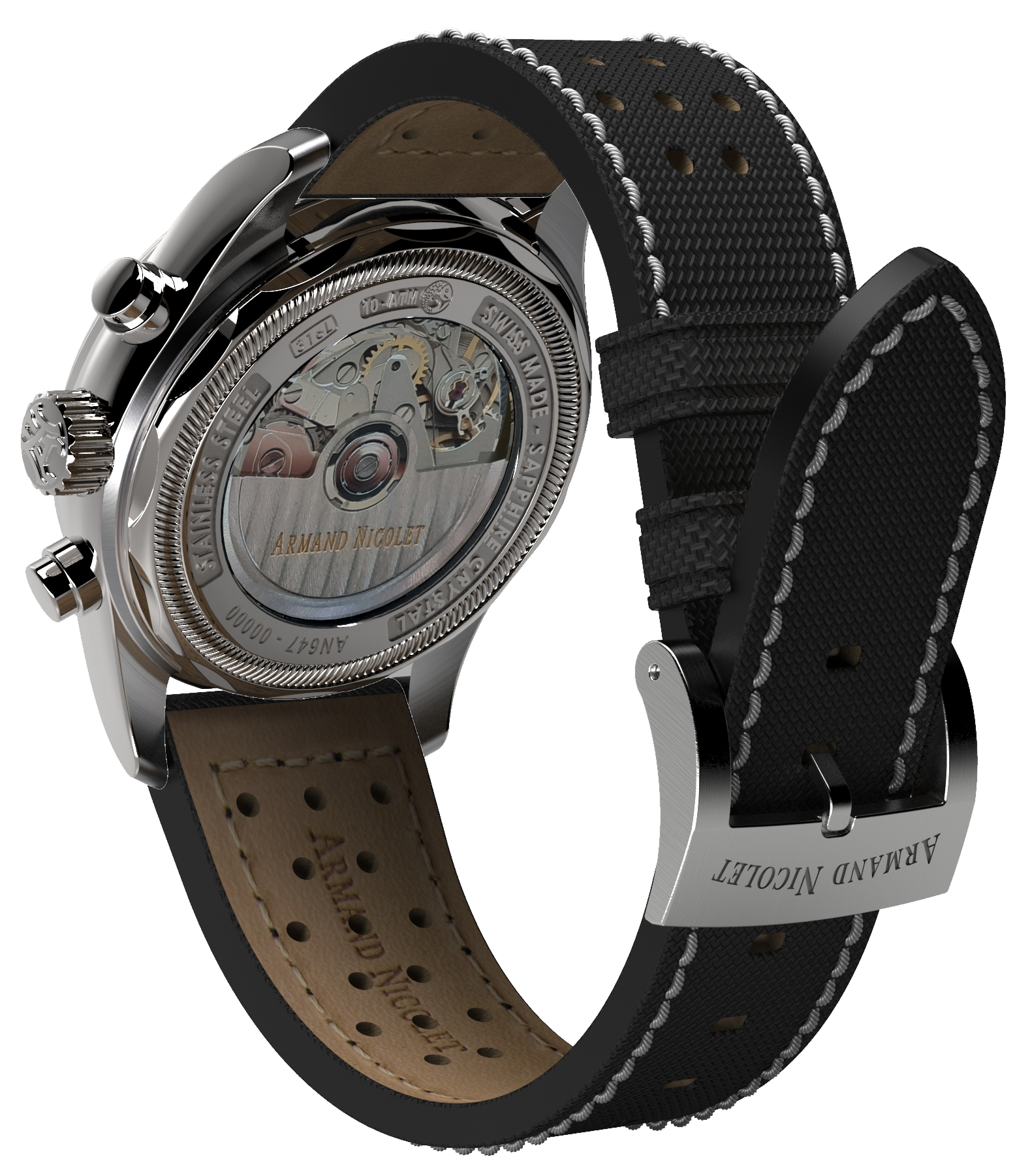 Armand Nicolet Men's Watch MM2 Chronograph 43mm Black
