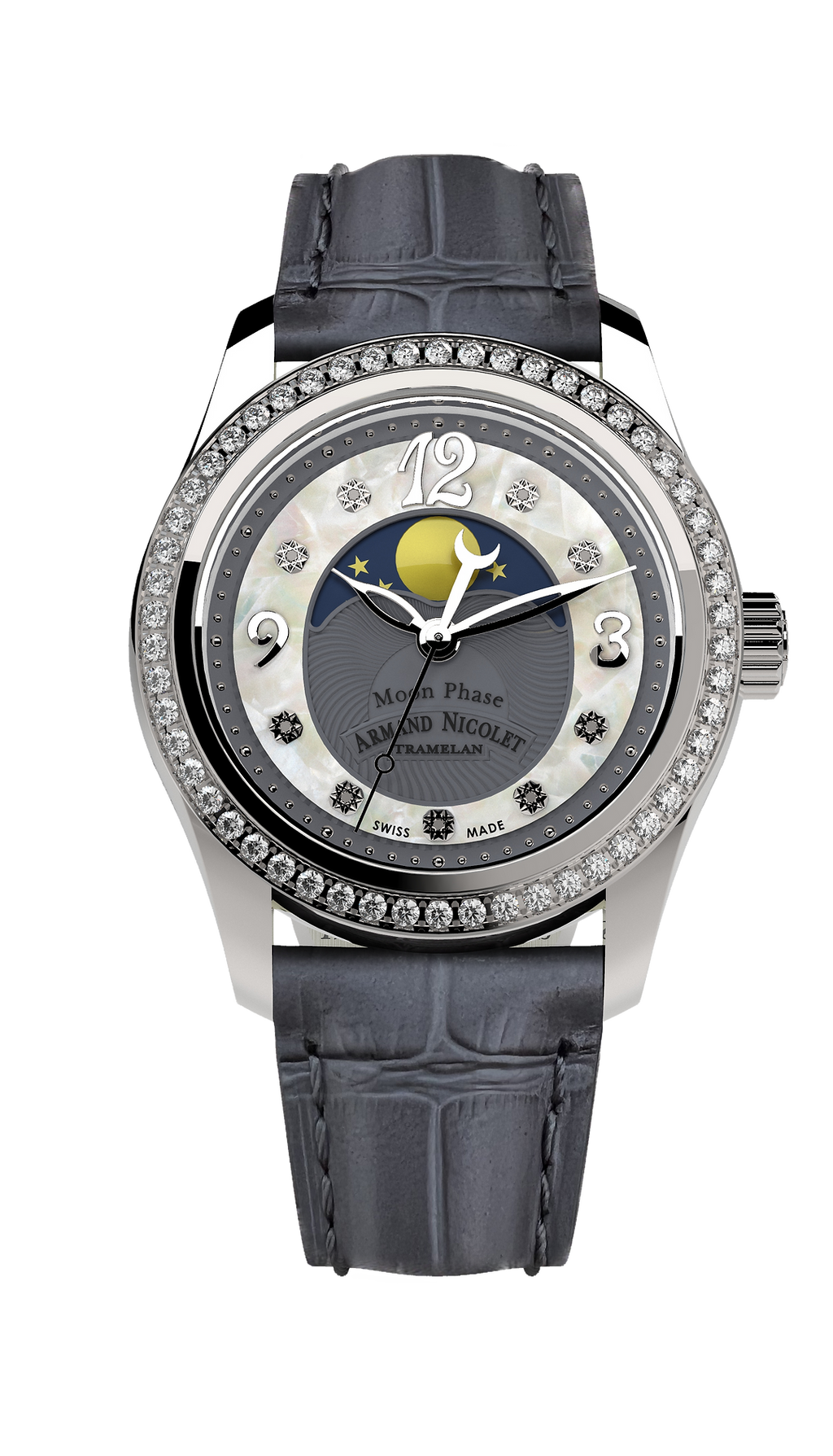 Armand Nicolet Ladies Watch M03 Moonphase 34mm Silver Grey