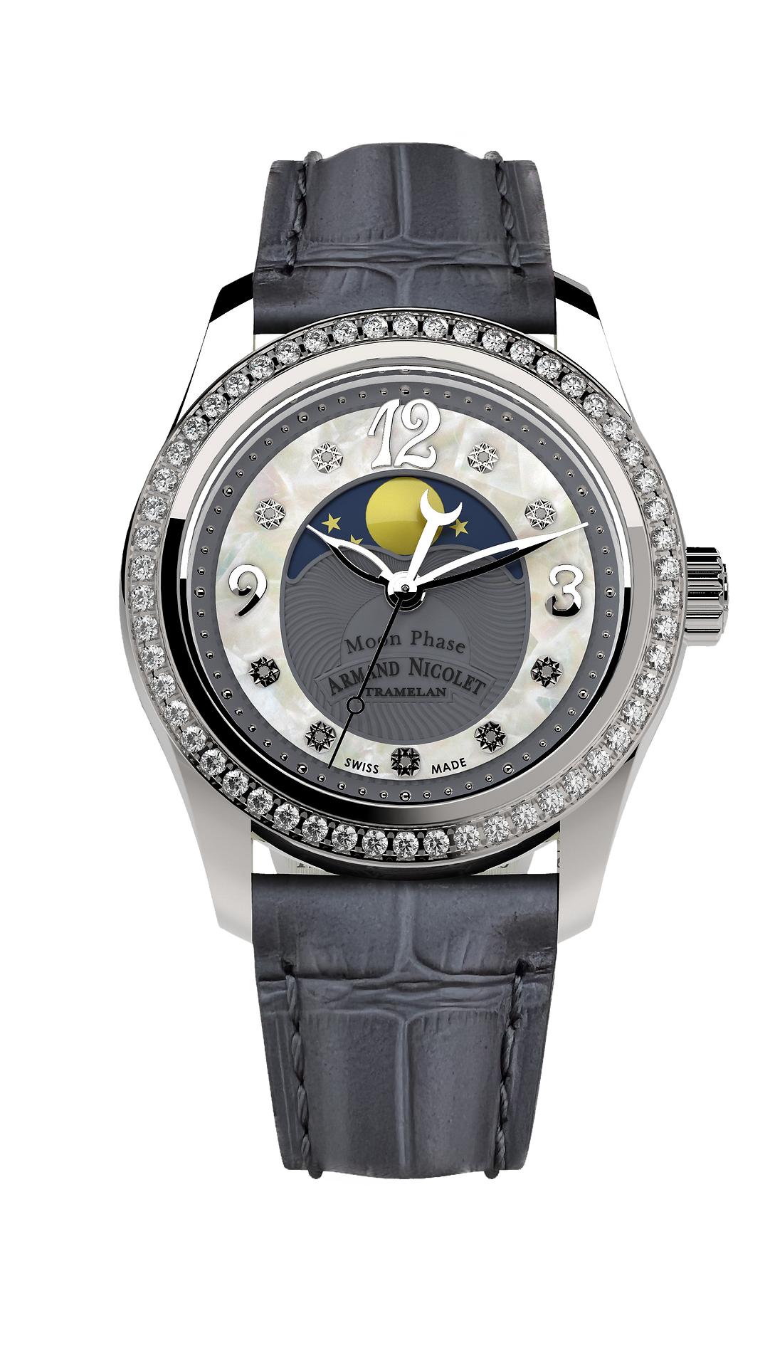 Armand Nicolet Ladies Watch M03 Moonphase 34mm Silver Grey