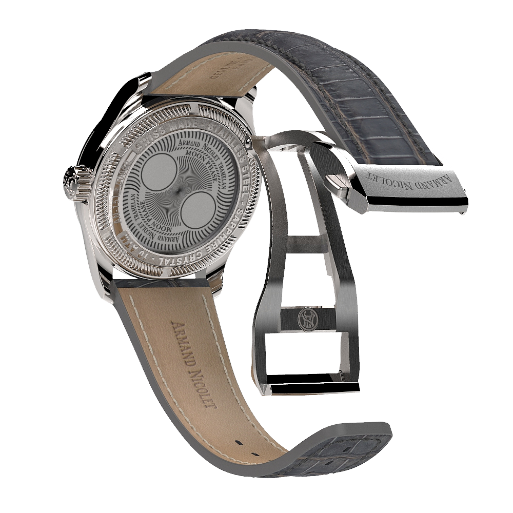 Armand Nicolet Ladies Watch M03 Moonphase 34mm Grey Silver