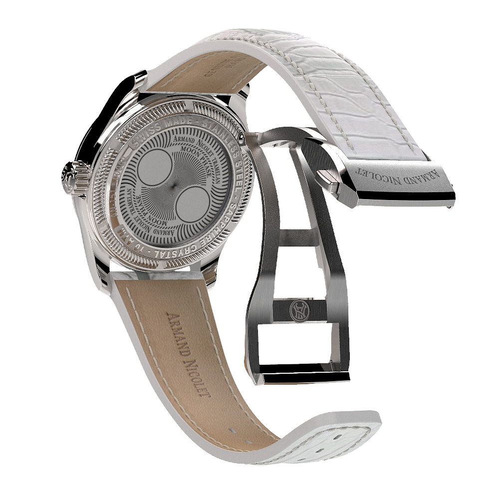 Armand Nicolet Ladies Watch M03 Moonphase 34mm White Silver
