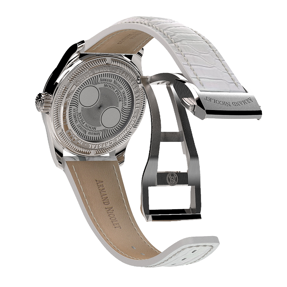 Armand Nicolet Ladies Watch M03 Moonphase 34mm Silver White