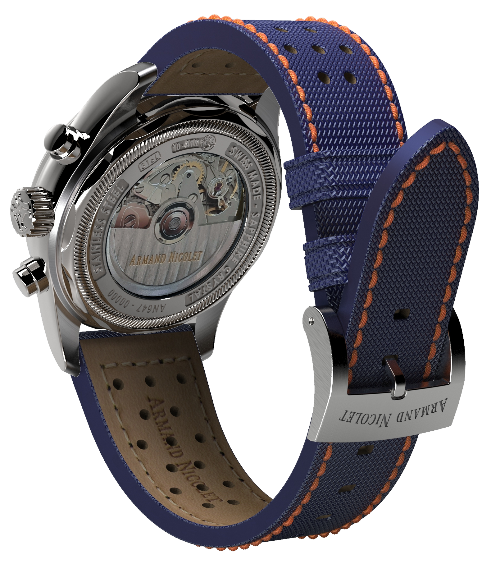 Armand Nicolet Men's Watch MM2 Chronograph 43mm Blue