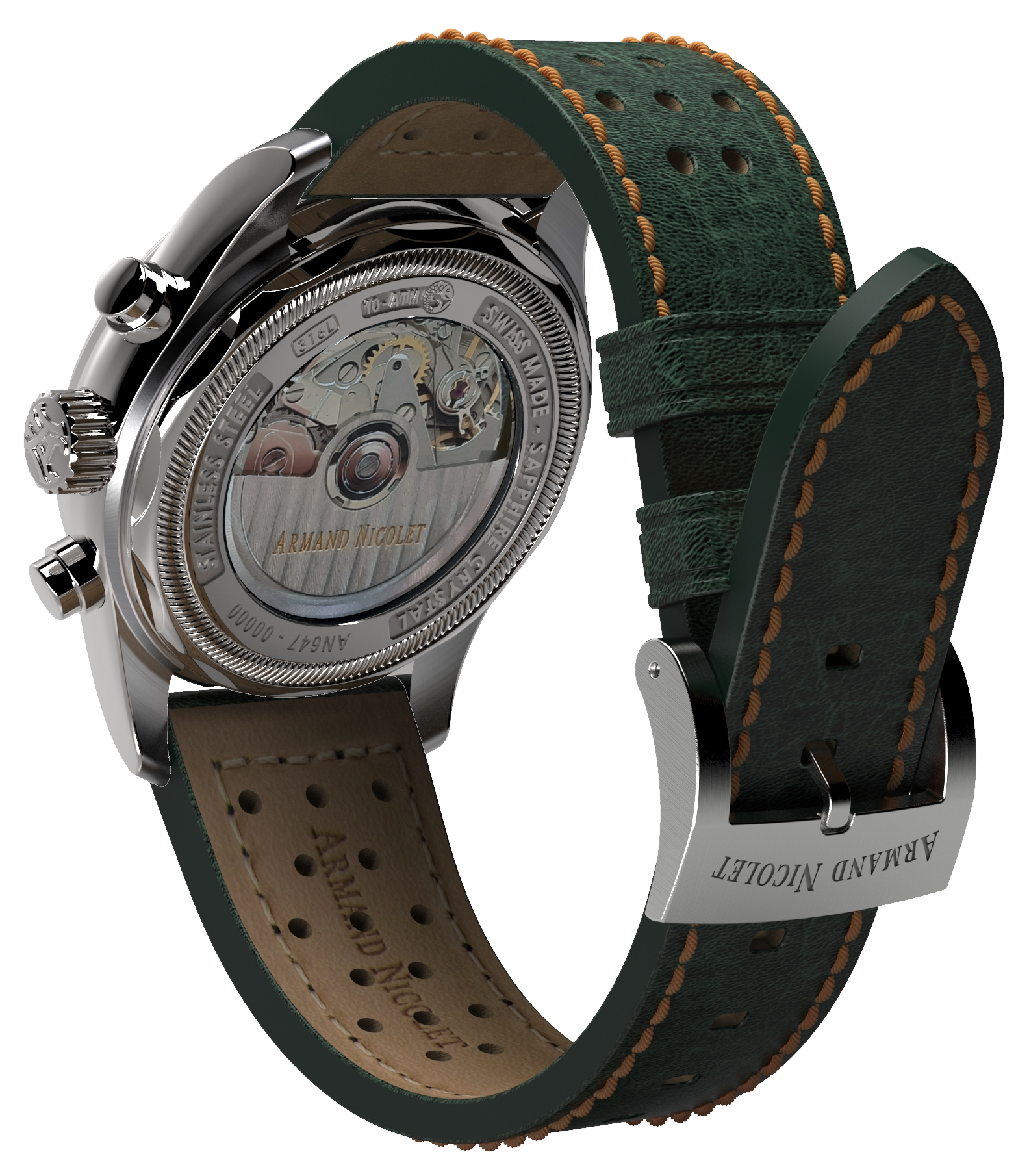 Armand Nicolet Men's Watch MM2 Chronograph 43mm Green