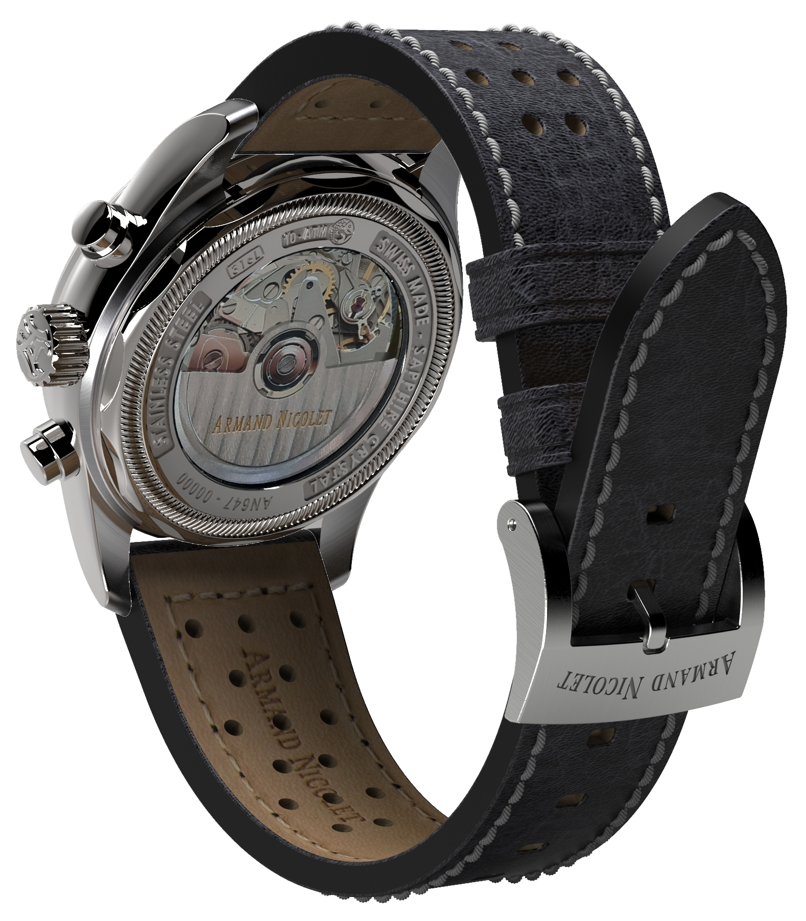 Armand Nicolet Men's Watch MM2 Chronograph 43mm Black