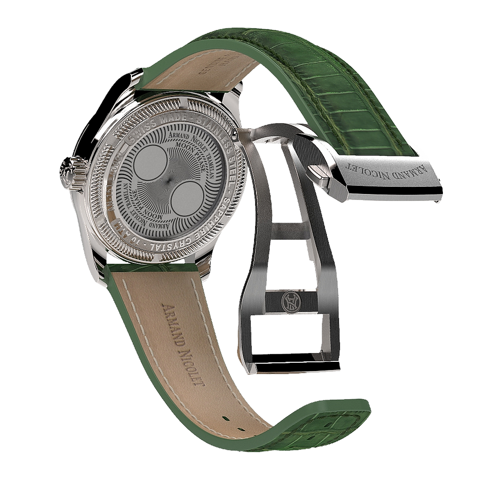 Armand Nicolet Ladies Watch M03 Moonphase 34mm Silver Green