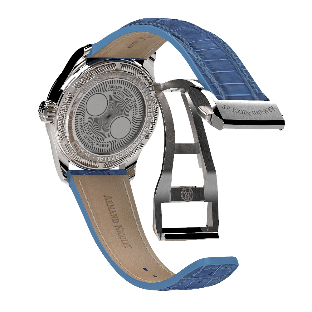 Armand Nicolet Ladies Watch M03 Moonphase 34mm Blue Silver