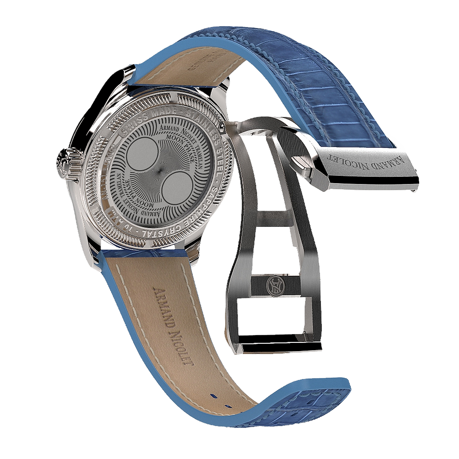 Armand Nicolet Ladies Watch M03 Moonphase 34mm Silver Blue