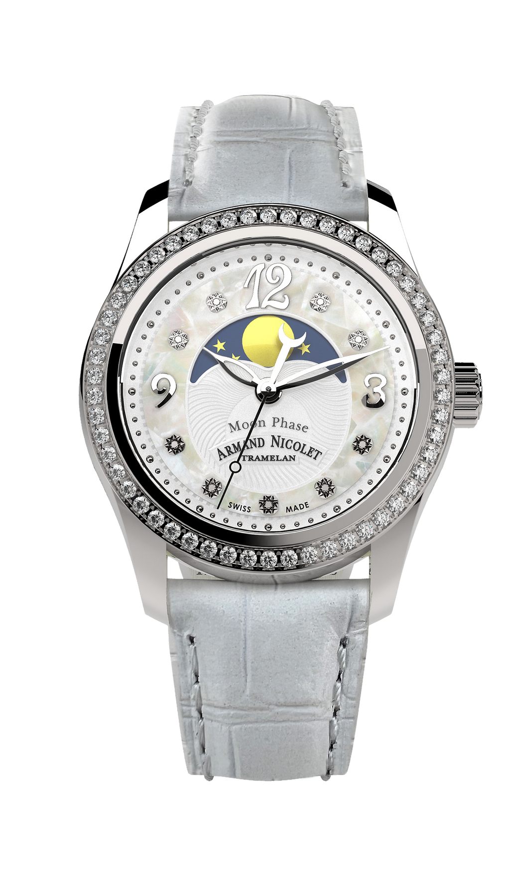 Armand Nicolet Ladies Watch M03 Moonphase 34mm Silver White