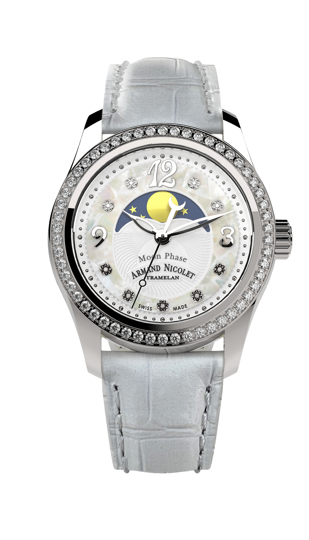 Armand Nicolet Ladies Watch M03 Moonphase 34mm Silver White