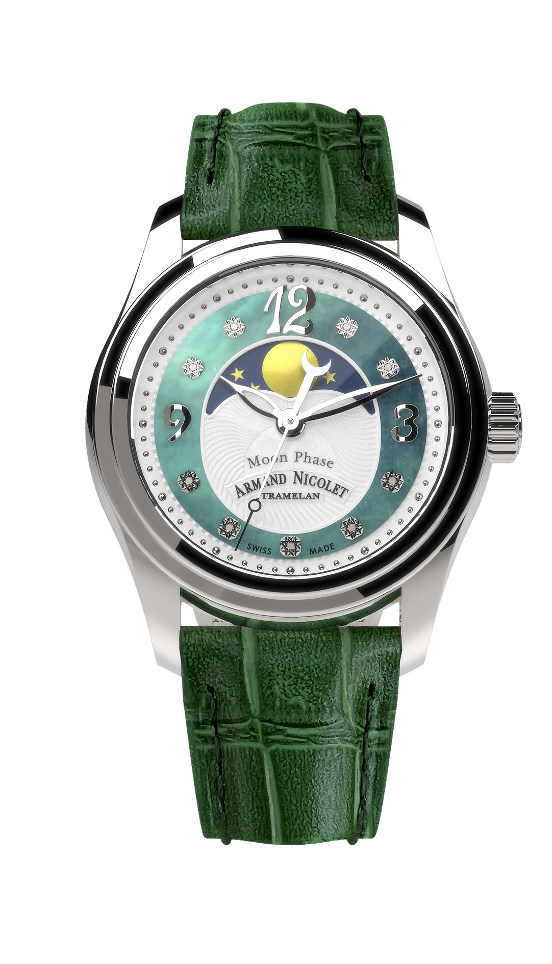 Armand Nicolet Ladies Watch M03 Moonphase 34mm Silver Green