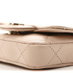Caviar Quilted Mini Chain Belt Bag Light Beige