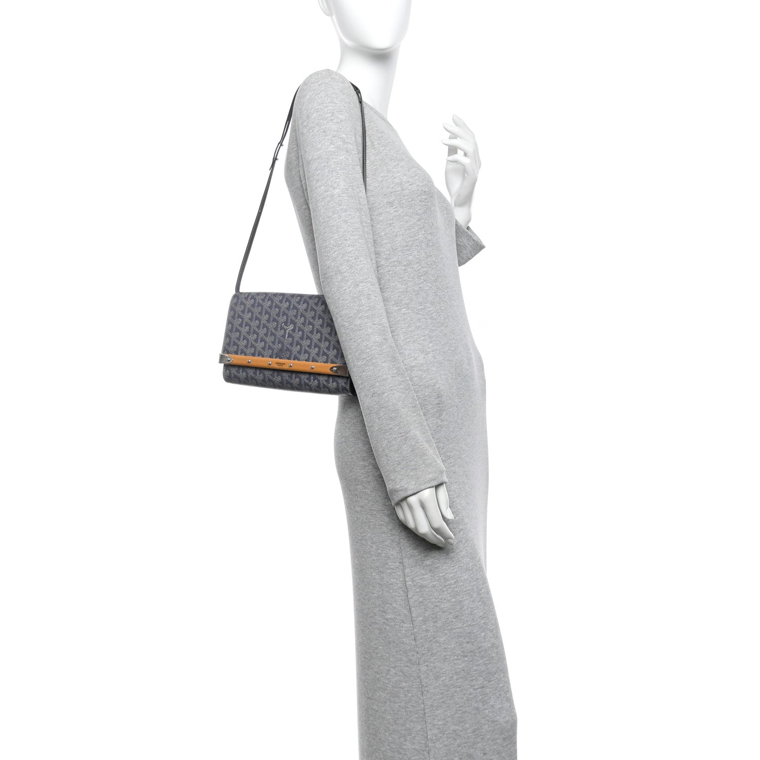 Goyardine Monte Carlo Bois Clutch With Strap Gray