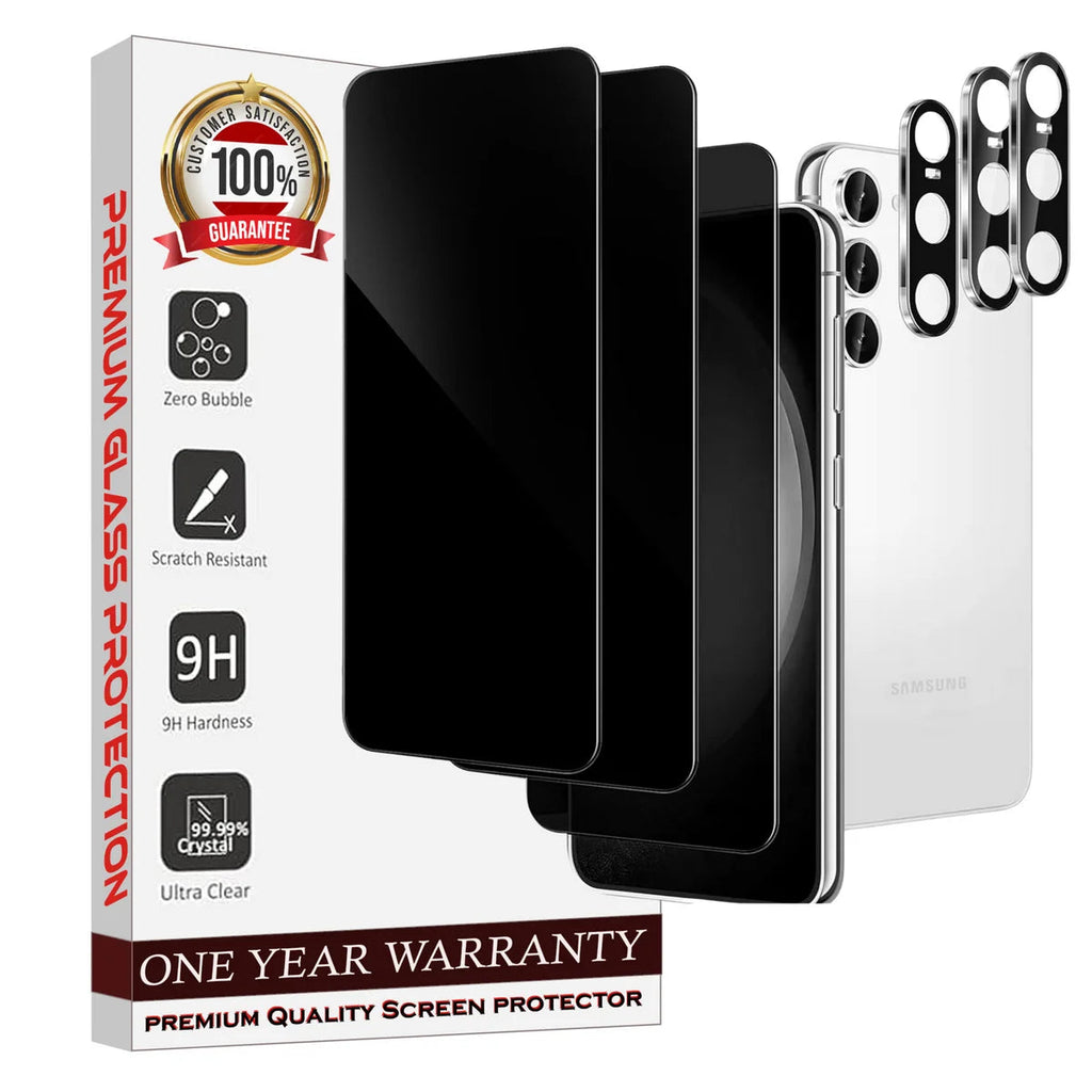 Entronix Anti-Spy Privacy Screen Protector & Camera Lens Protector Compatible with Galaxy S25 Plus - 6-Piece Combo