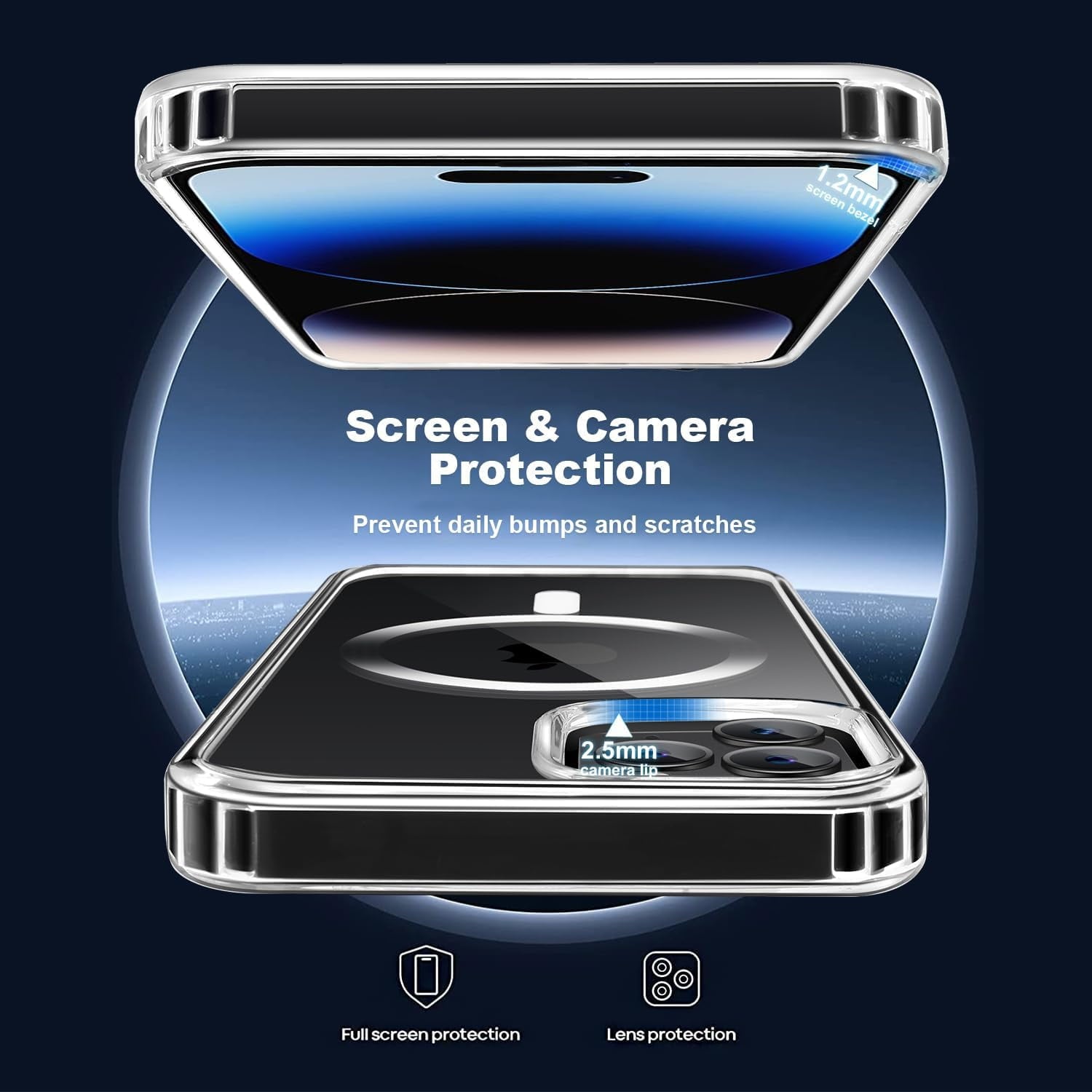 Entronix Bundle Compatible with iPhone 16 Pro Max - [Magnetic] Clear Case, 2 Clear Screen Protectors & 1 Metallic Camera Lens Protector