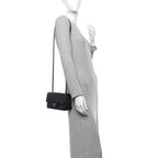Iridescent Caviar Quilted Mini Rectangular Flap Black