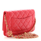 Lambskin Quilted CC Pearl Crush Wallet on Chain WOC Red