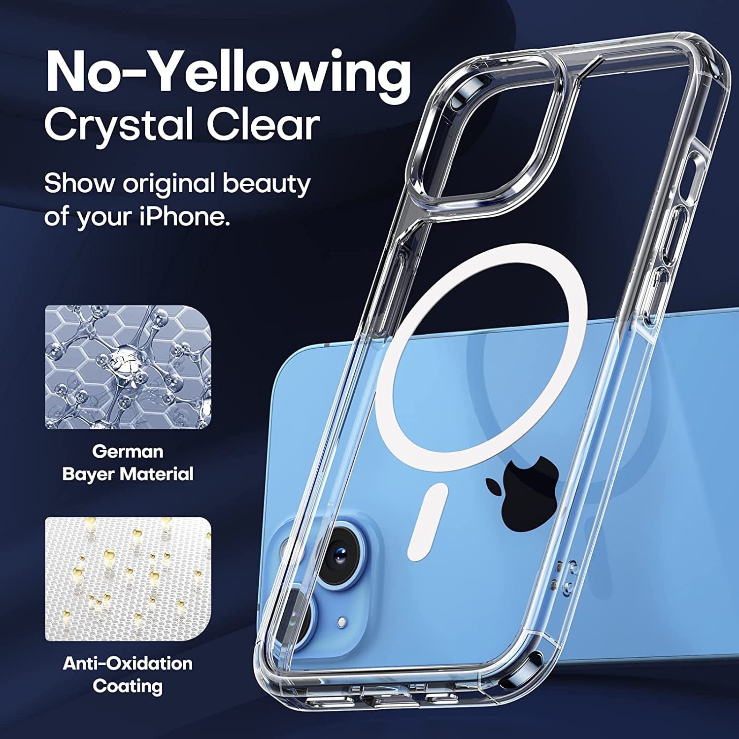Entronix Bundle Compatible with iPhone 14 - [Magnetic] Clear Case, 2 Clear Screen Protectors & 1 Metallic Camera Lens Protector